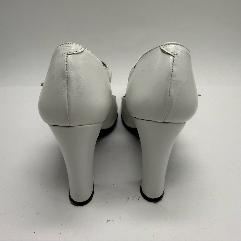 Vintage Magceli T-strap Spectator Heels White and Brown Leather 7.5 N - Picture 4 of 11